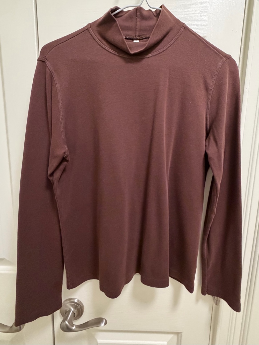 White Stag Chocolate Brown Mock Neck Long Sleeve Top